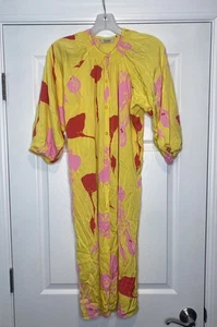 Tucker Damen Seidenmischung Knopf 3/4 Ärmel Midikleid gelb Blumen Large - lesen - Bild 1 von 8