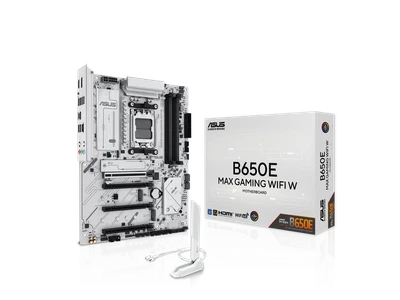 ASUS B650E MAX GAMING WIFI W - AMD B650 AM5 ATX Motherboard, White PCB, DDR5, PC - Image 1 of 4