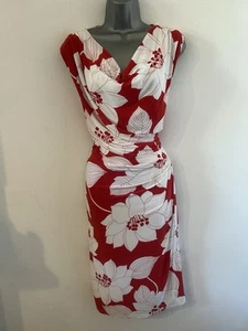 FAB PHASE EIGHT RED FLORAL STRETCHY SUMMER WEDDING DRESS SZ 18 - Picture 1 of 4