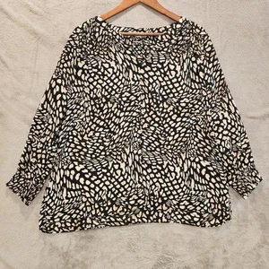 Bluse Rose & Olive schwarz weiß Animalprint Knopfleiste Gr. XL Business Karriere - Bild 1 von 11