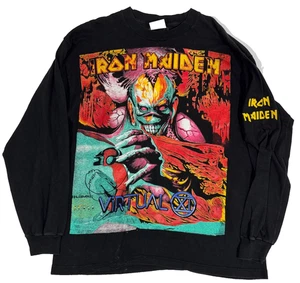 Vintage 90s Iron Maiden Virtual Mexican Bootleg AOP Long Sleeve tee shirt Large - Picture 1 of 5