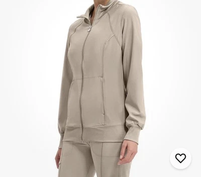 Women's Zip Front Warm Up Scrub Jacket Cherokee Infinity  Khaki XL - Image 1 of 4