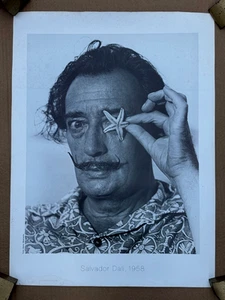 VINTAGE ORIGINAL SALVADOR DALI STARFISH ON EYE PHOTO POSTER XAVIER MISERACHS B&W - Picture 1 of 15
