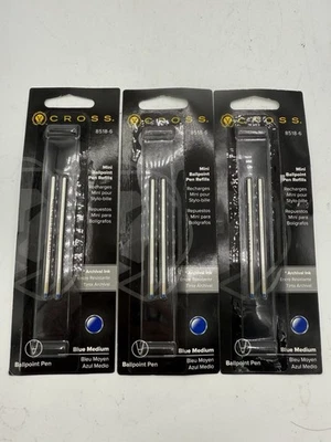 Cross Mini Ballpoint Pen Refills (8518-6) Blue Medium Lot of 3 (6 Refills) - Image 1 of 2