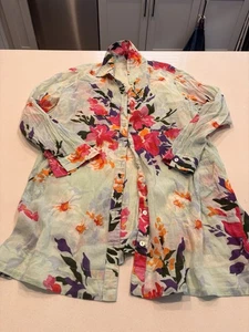 Leichte geblümte Tunika Bluse mit weicher Umrandung XL - Bild 1 von 7