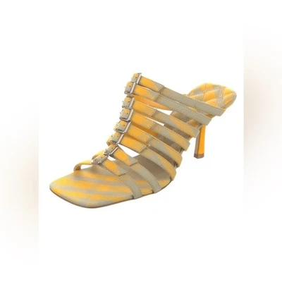 Sandalias para mujer Burberry Carmine Check 8 amarillas/verdes con hebilla correa sin cordones nuevas con etiquetas Foto 1 de 4