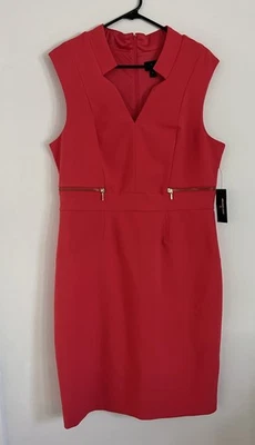 Worthington Womens Pink Solid Zip Accent Sleeveless Sheath Dress Size 16 NWT - Image 1 of 4