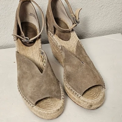  Seychelles Tacones Cuña Alpargata Cuero Gamuza Marrón Masilla Tacón Zapatos 10 Foto 1 de 4