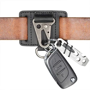 EDC Leather Key Ring Keychain Holder Belt Loop, Heavy Duty Belt Clip Key Fob ... - Picture 1 of 7