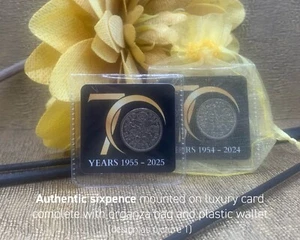 70th 1955 Personalised Gift Coin Lucky Sixpence Coin Birthday Present mum dad 42 - Picture 1 of 11