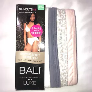 Bali 3+1 Bonus Pack Comfort Luxe Hi-Cut Panties Assorted Sz 8 (K883B6) - Picture 1 of 7