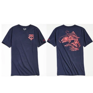 New Era MINNESOTA TWINS 'Fish' Double Sided T Shirt (LARGE) NEW mlb fishing - Picture 1 of 4