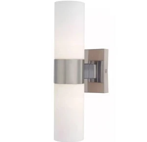 Minka Lavery 6212-84 Wall Sconce 4.5" 2-Light Brushed Nickel Etched Opal Glass - Picture 1 of 5