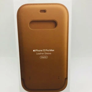 GENUINE AUTHENTIC Apple Leather Sleeve iPhone 12 Pro Max MHYG3ZM/A Saddle Brown - Picture 1 of 2