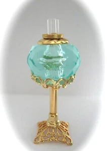 dollhouse doll house miniature ELECTRIC VICTORIAN TABLE LAMP CLASSY AQUA - Imagen 1 de 1