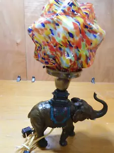Antique Elephant Lamp ~ Original Paint ~ End of Day Shade Shade #3927 - Picture 1 of 10
