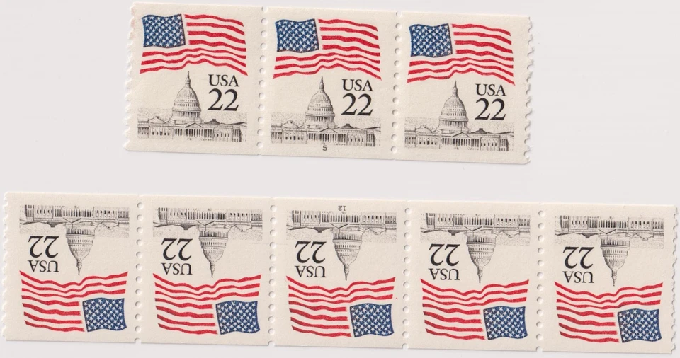 Scott #2115a Flag over Capitol Dome Plate # Coil (PNC) of 3 & 5 Stamps - MNH - Image 1 of 1