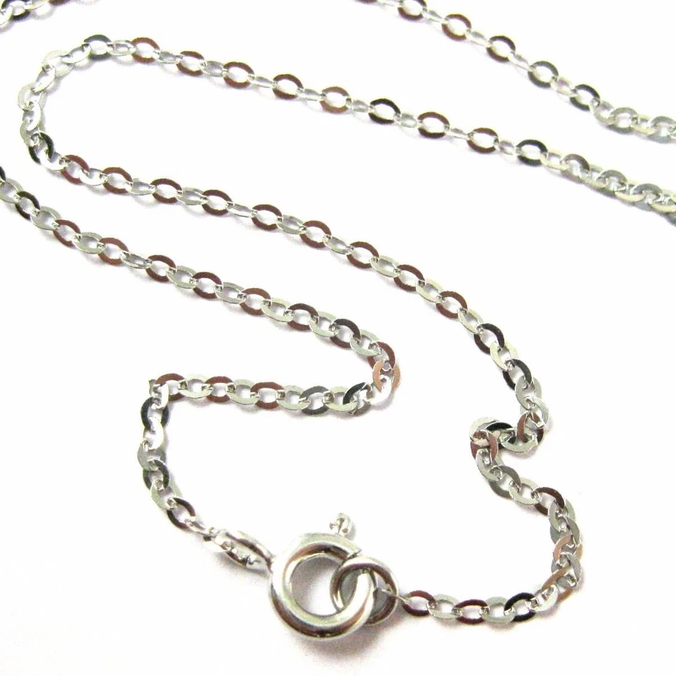 Rhodium plated Sterling Silver Necklace - Light Flat Cable Chain - All Sizes - Image 1 of 1