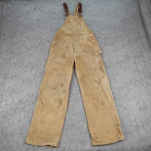 Vintage Carhartt Latzhose Herren 34x32 hellbraun Duck Bib Carpenter R01 BRN Made in USA - Bild 1 von 16