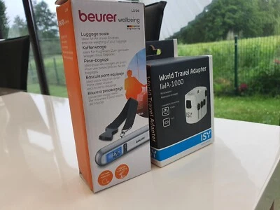 Welt Reiseadapter SKY  mit Digital- Kofferwaage USA AUSTRALIEN UK SCHWEIZ EU  - Bild 1 von 4