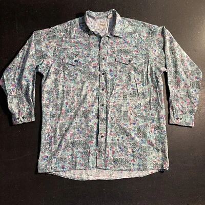 Vintage Western Plains Trading Co. Abstract Cowboy Western Shirt Men's 2XLT Vtg - Image 1 of 4