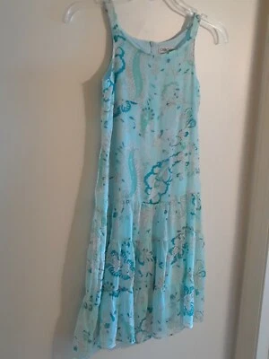 Vestido Cherokee Niñas Talla M 8 Azul Claro Cachemira Floral Sin Mangas Gasa Cremallera Foto 1 de 4