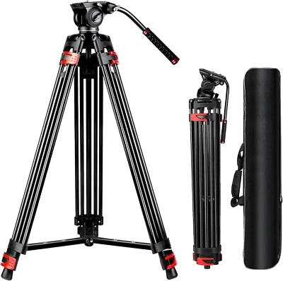 82" /210Cm Video Tripod Heavy Duty Tripod with 360° Fluid Head, Aluminum Tall Tr - Image 1 of 4