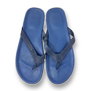 UGG Bennison II Flip-Flop Leather Sandals  Navy Blue  Men's 12