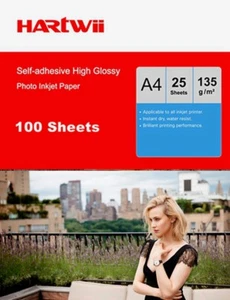 100 Sheet A4 (210x297) 135Gsm Self-adhesive Stick High Glossy Inkjet Photo Paper - Picture 1 of 5