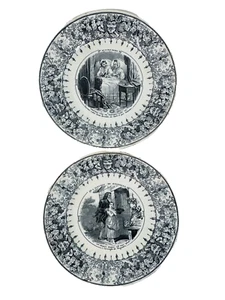 DOS PORCELANAS Opacas Anglaise D.JOHNSTON PLATE J. Viellard & Cie Blanco y Negro - Imagen 1 de 11