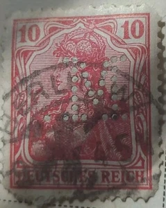 RARE USED DEUTSCHES REICH 10PF RED GERMAN STAMP - Picture 1 of 2