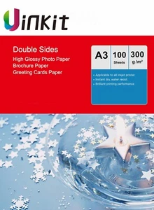 A3 Two Sides Glossy Inkjet Paper 300Gsm Heavy Thick Photo Paper 100sheets Uinkit - Picture 1 of 9
