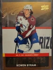 D114 2021-22🔥 Upper Deck Series 1 Debut Dates GOLD Bowen Byram Avalanche #DD-13 - Bild 1 von 2