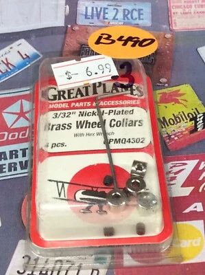 Great Planes GPMQ4304: 1/8" Chrome Plated Wheel Collars {4pc} NewInPack USA Ship - Image 1 of 3
