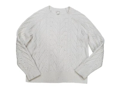 Crewcuts Girl Winter Ivory White Cable Knit Long Sleeve Knit Sweater L 10-12 - Image 1 of 4