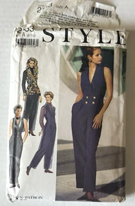 Style Sewing Pattern #2153 Misses Jumpsuit Vest Pants Size A 6-16 Vtg 1991 Cut - Picture 1 of 6
