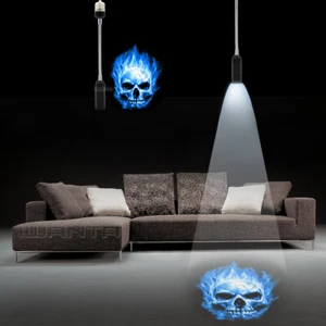 E26/E27 Blue Flaming Skull Decor Home Bar Indoor LED Lamp Projector Shadow light - Picture 1 of 12