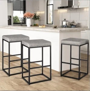 24''/30" Bar Stool 2sets Backless Counter Height PU Leather Bar Chairs mul-color - Picture 1 of 51