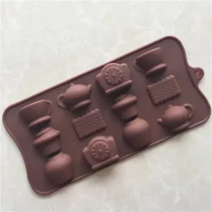 Happy Tea Time Party Silicon Mould Chocolate Cake Candy Jelly Cupcake Topper - Picture 1 of 1