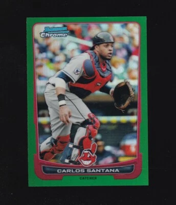 2012 Bowman Chrome Green Refractor Carlos Santana #51 Cleveland Indians - Image 1 of 2