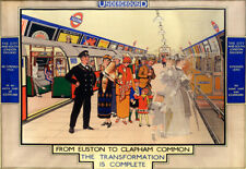 FROM EUSTON TO CLAPHAM COMMON  1890 1924 reopening Travel  Poster Print Wall Art