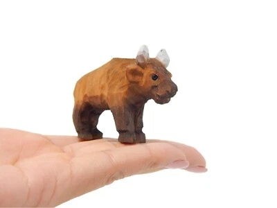 Bison Buffalo Figurine Decor Art Small Sculpture Statue Carved Miniature Animal Foto 1 de 4