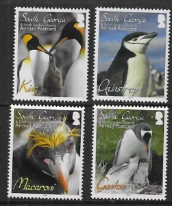 Falkland Islands - S Georgia 2010 Penguins Airmail Post Card set of 4 MINT NH - Foto 1 di 1
