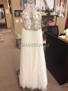 Impresionante Vestido de Boda Sherri Hill 51604 Plata Marfil Destino Talla 12 - Imagen 1 de 1