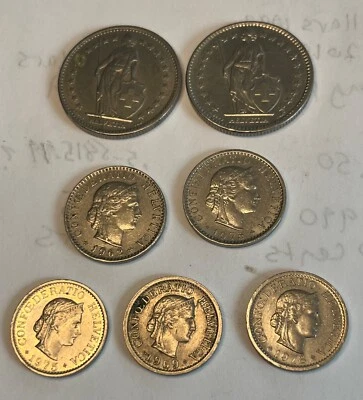 Switzerland 10 Rappen, 20 Rappen, 2 Francs  1969-1978 - Image 1 of 2