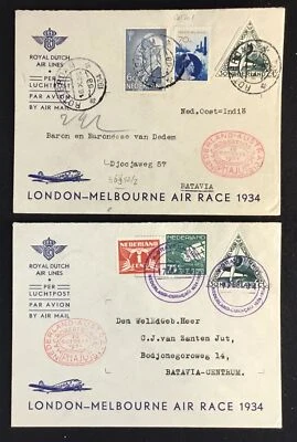 NETHERLANDS -AUSTRALIA 1934 2 x SPEC COVER /FLIGHT- MELBOURNE RACE --F/VF @1 - Image 1 of 2