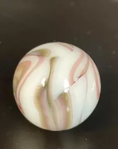 Large Veiligglas Opaque Swirl Vintage Marbles- Sage And Pink 13/16” -3 - Picture 1 of 3