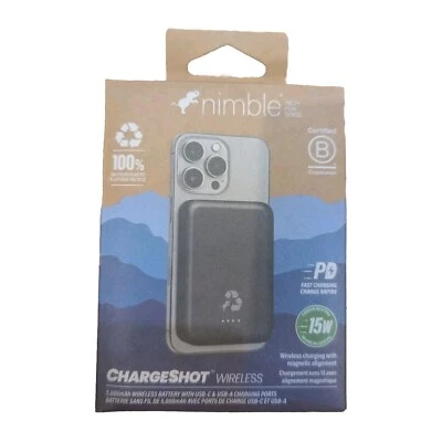 Nimble ChargeShot Wireless Magnetic Battery 5000mAh USB C Recycled 20W NIB - Image 1 of 2