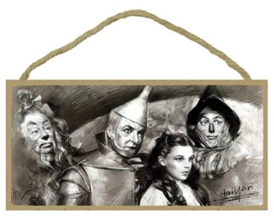 Wizard of Oz Dorothy Tin Man Lion Scarecrow by Haiyan 10 "x 5" Wood Sign NEW 407 - Image 1 of 3