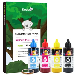 PACCHETTO 150 fogli carta sublimazione koala 8,5x14 + inchiostro sublimazione koala ET-2803 - Foto 1 di 12